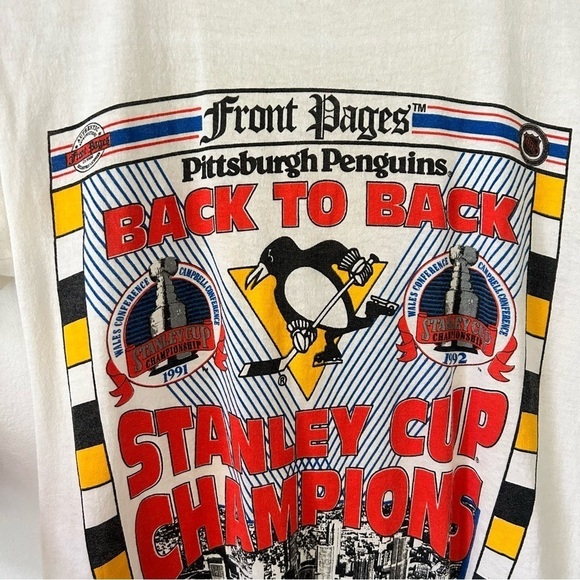 Vintage Pittsburgh Penguins 1992 Stanley Cup T-Shirt Small - Picture 5 of 9